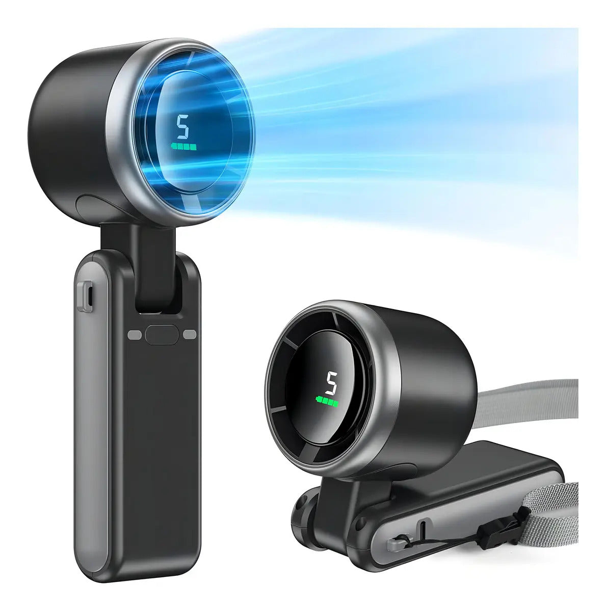 Ventilador Portátil Laicai® Usb Recarregável Cinza 12h Autonomia Bateria 4000mah