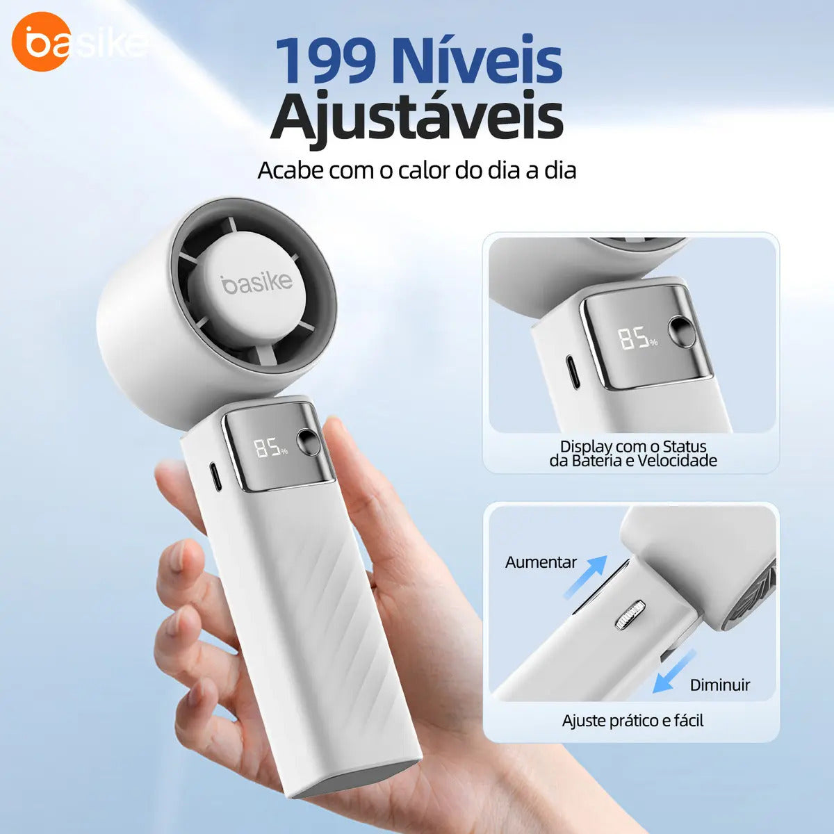 Mini Ventilador Portátil Turbo Portátil, Ventilador Portátil De Mão, A Gel A Gelo 199 Configurações Ajustáveis, Usb Recarregável, Adequado Para Uso Em Viagens/Ao Ar livre/Em Casa/No Escritório - Imagem 2