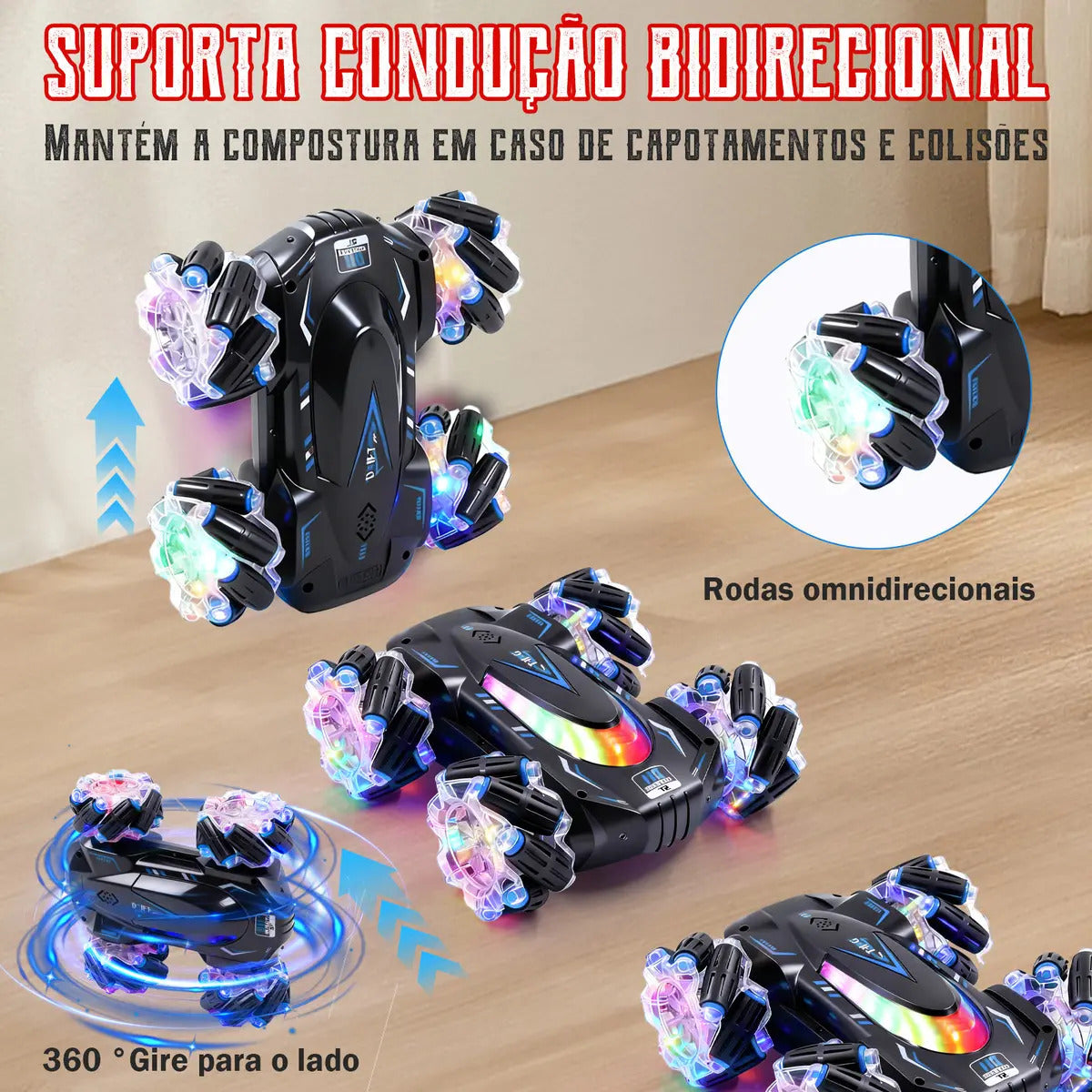 Carrinho de Controle Remoto Acrobático Zavanese com Giro 360°, Luzes e Spray - Imagem 2