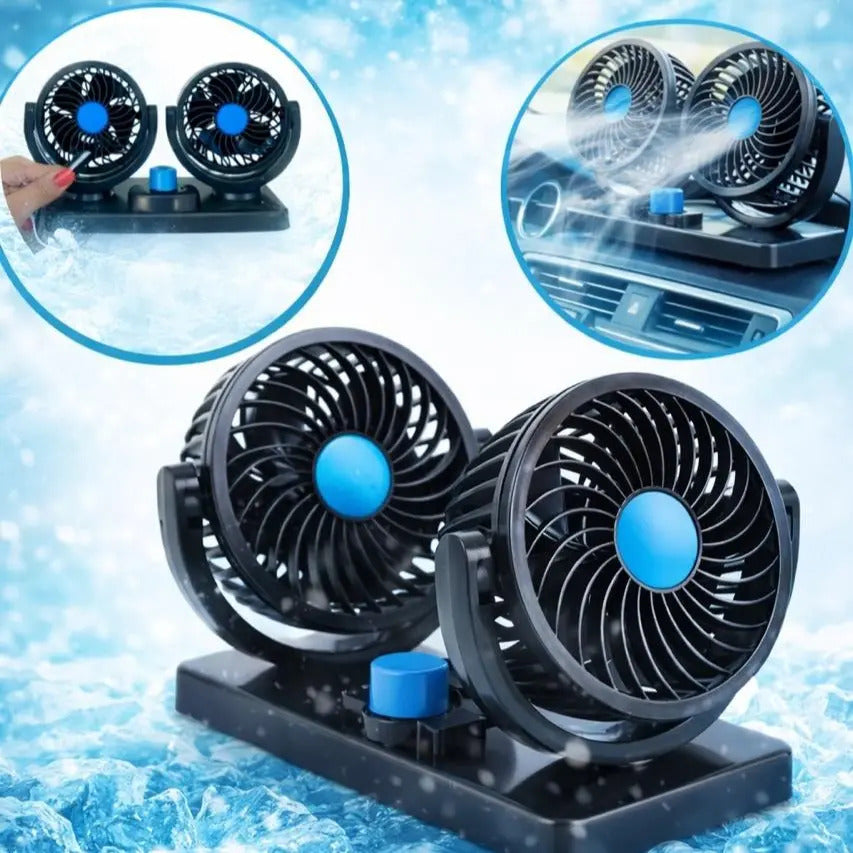 Ventilador Automotivo Duplo Com Ajuste P/ Carro Caminhão Regulável 12v Marca Panda - Imagem 2