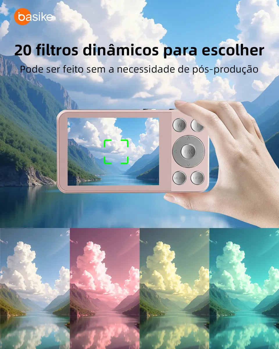 Basike Câmera Digital Portátil 4k Ultra Hd 64mp Máquina Fotográfica , 18X Zoom, Foco Automático e Função Webcam, Carregamento USB, Com Flash, Para Infantil,Iniciantes,Vlog - Imagem 7