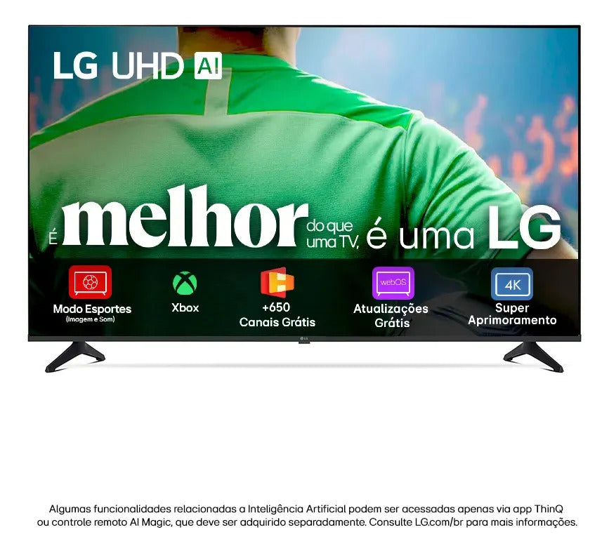 Smart TV LG UHD AI UA75 43 polegadas HDR10 Pro Processador α7 AI Ger8 webOS 25