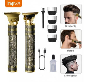 Máquina De Corte Profissional Sem Fio Para Cabelo e Barba Dourada