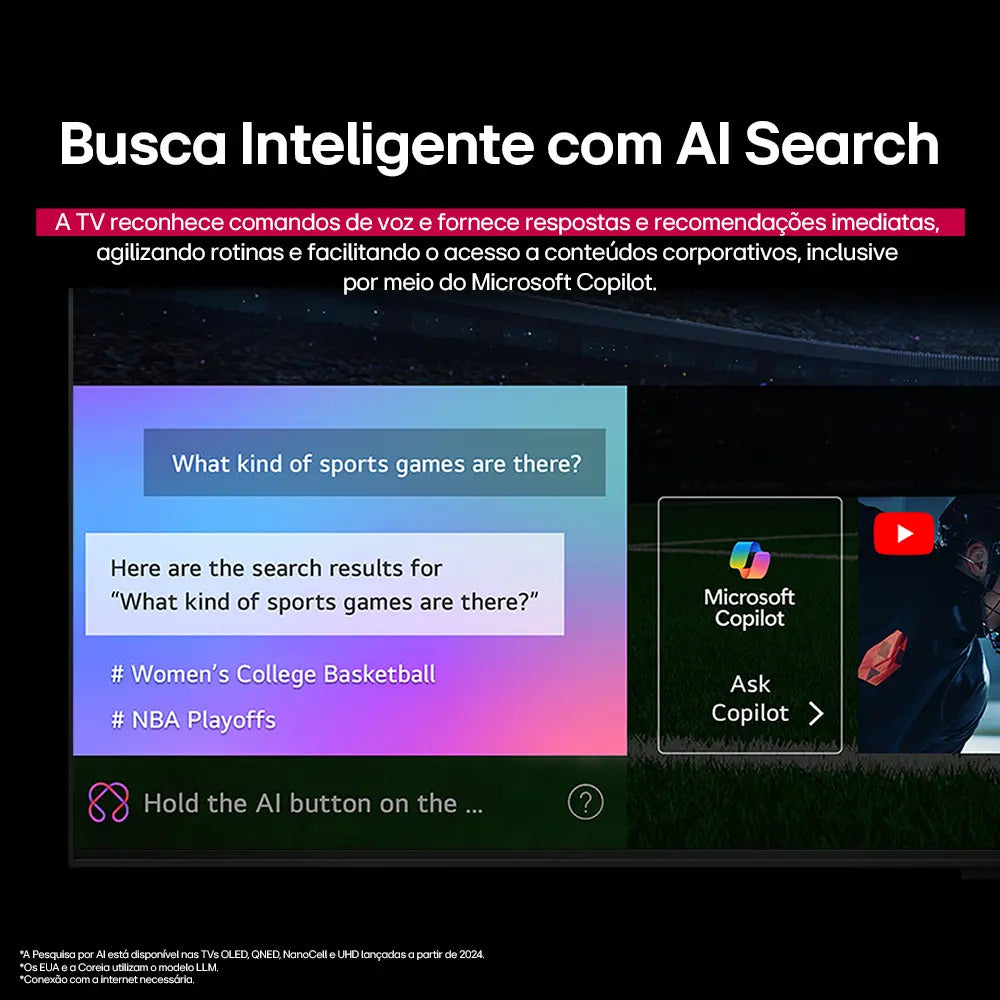 Smart TV Profissional 4K 50" LG UHD 50AU801 Processador α7 AI Ger8 Super Upscaling Google Cast Alexa Integrado Controle AI Smart Magic WebOS 25 - Imagem 6