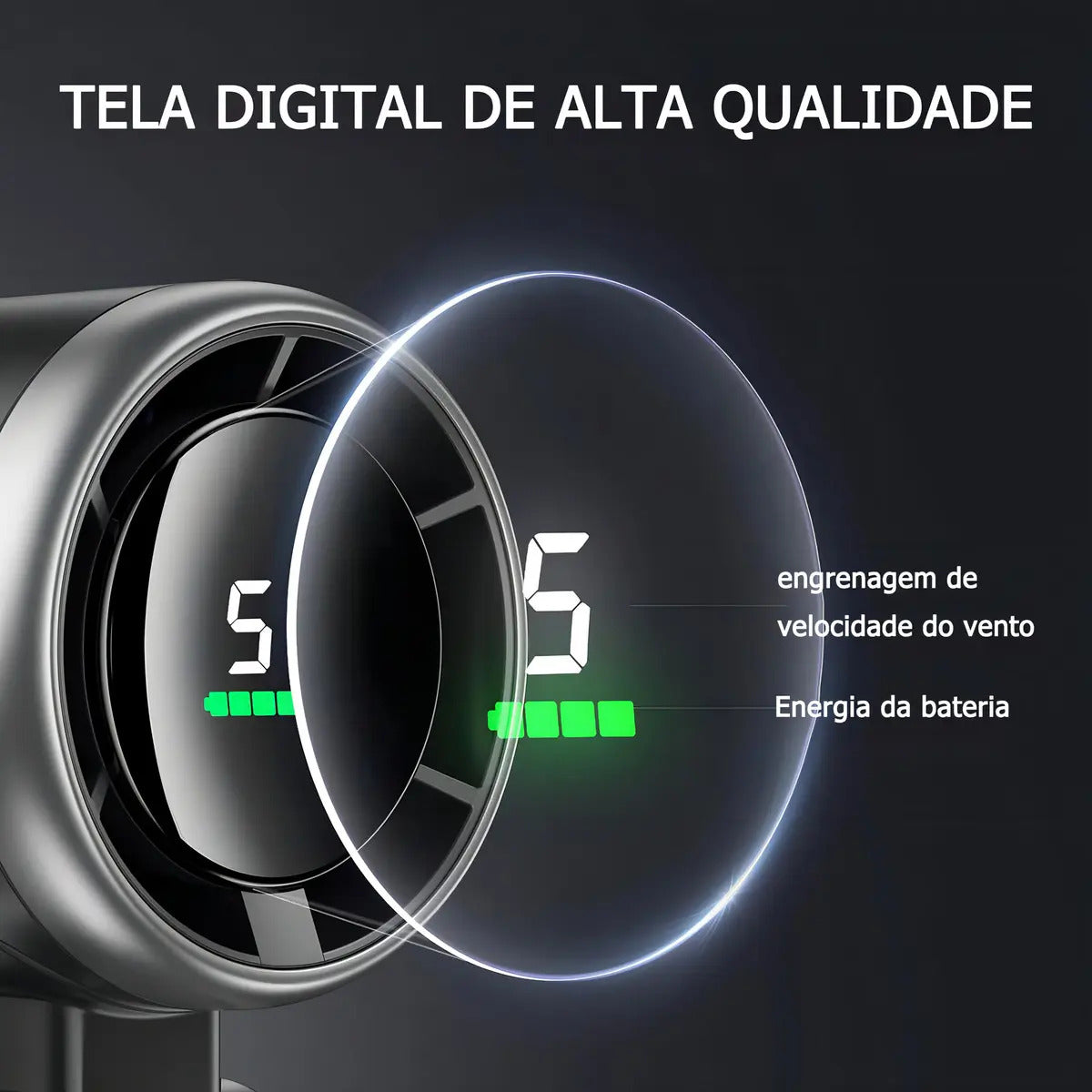 Ventilador Portátil Laicai® Usb Recarregável Cinza 12h Autonomia Bateria 4000mah - Imagem 2