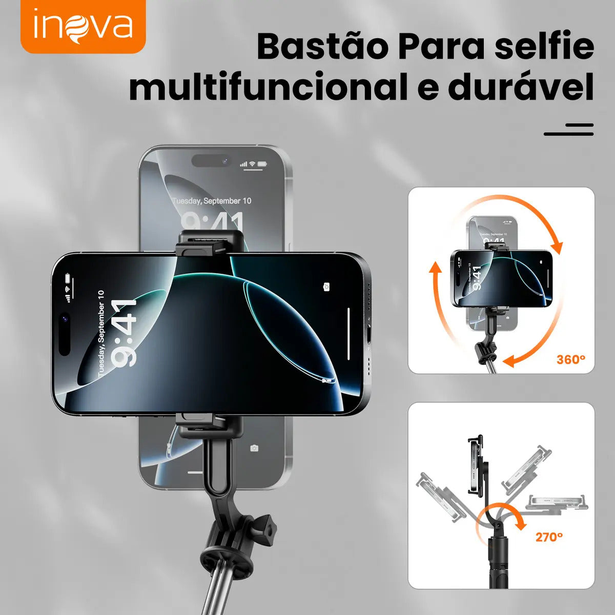 4 Em 1 Tripé Selfie Stick E Bastão De Selfie Mini E Portátil, Com Controle Remoto Destacável E Suporte Para Celular, Tripe De Mesa, Bastão Selfie Bluetooth, 360 ° Rotação Universal Tripé De Celular - Imagem 3