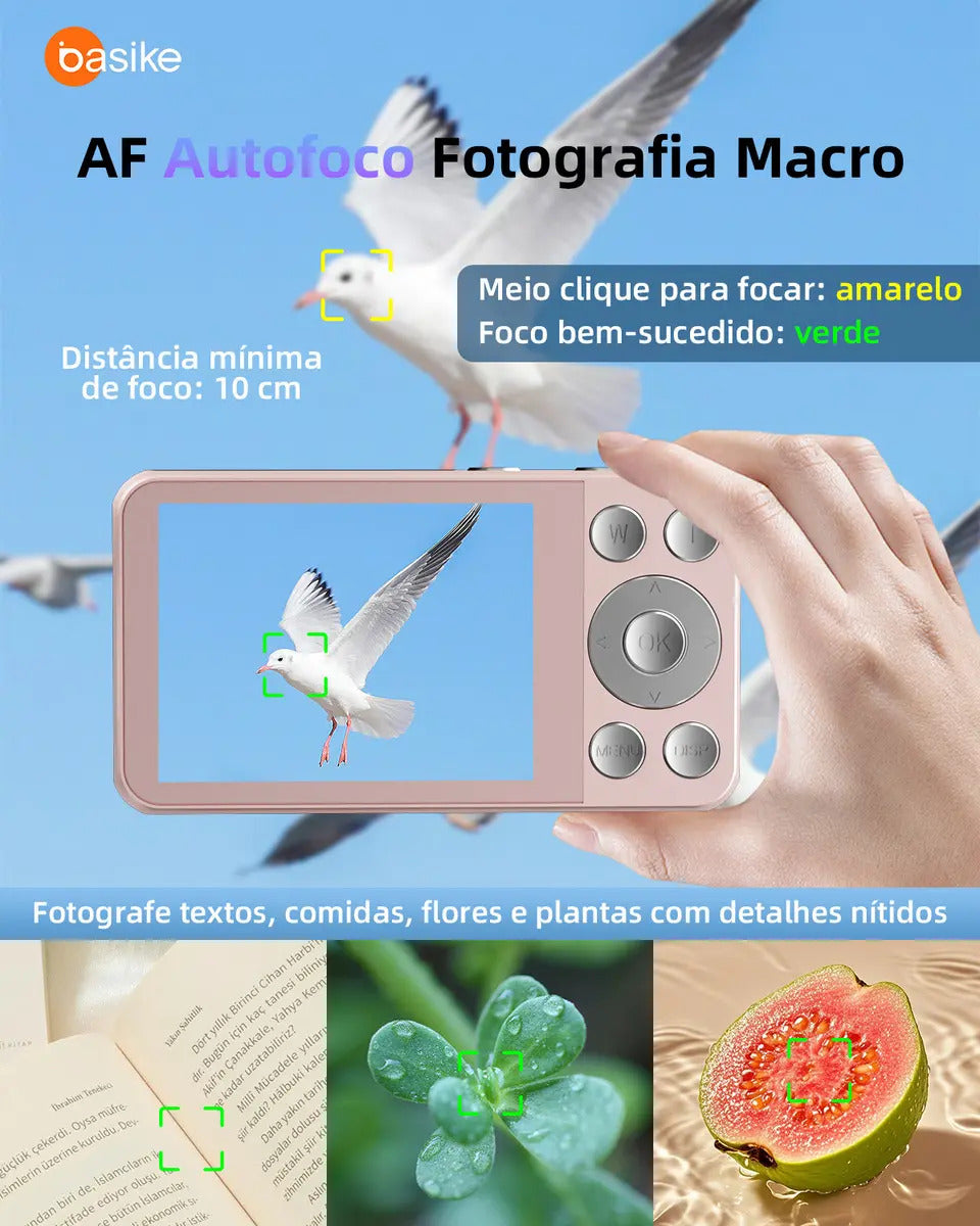Basike Câmera Digital Portátil 4k Ultra Hd 64mp Máquina Fotográfica , 18X Zoom, Foco Automático e Função Webcam, Carregamento USB, Com Flash, Para Infantil,Iniciantes,Vlog - Imagem 6