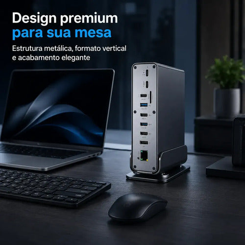 Estação Ancoragem 15 Em 1 Usb C Hub Vertical Para Laptop Pc - Imagem 7