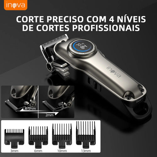 Maquina Corte Profissional Cabelo Sem Fio Com Lcd Inova - Imagem 4