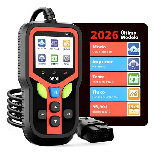 Scanner Automotivo Obd2 V321 Leitor De Códigos Em Português