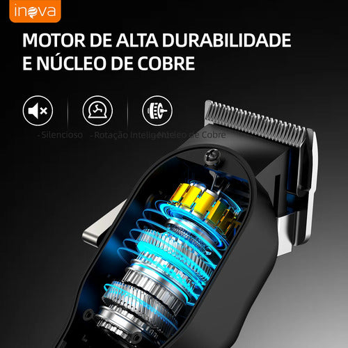 Maquina Corte Profissional Cabelo Sem Fio Com Lcd Inova - Imagem 6