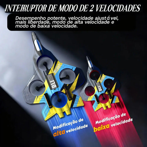 Drone Avião De Controle Remoto Aero Caça Jato 360° Com Luz - Imagem 10