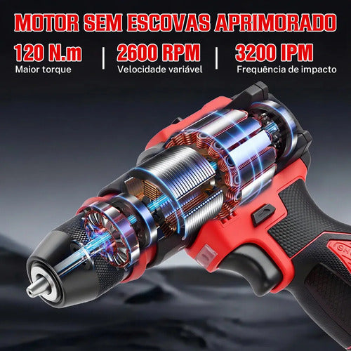 Kit Parafusadeira Furadeira Chave Impacto Profissional - Imagem 5