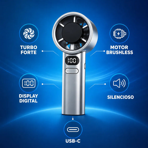 Mini Ventilador De Mão Portátil Usb Recarregável Turbo Forte - Imagem 4