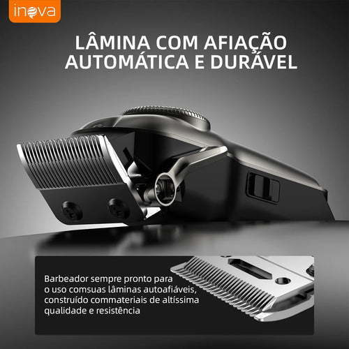 Maquina Corte Profissional Cabelo Sem Fio Com Lcd Inova - Imagem 7