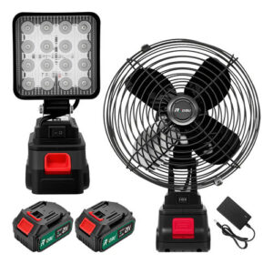 Ventilador De Mesa + Luz Led Portáteis Inclui Duas Baterias